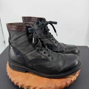 Frye Mayfield Lace-Up men's boots in black leather and canvas sz 11